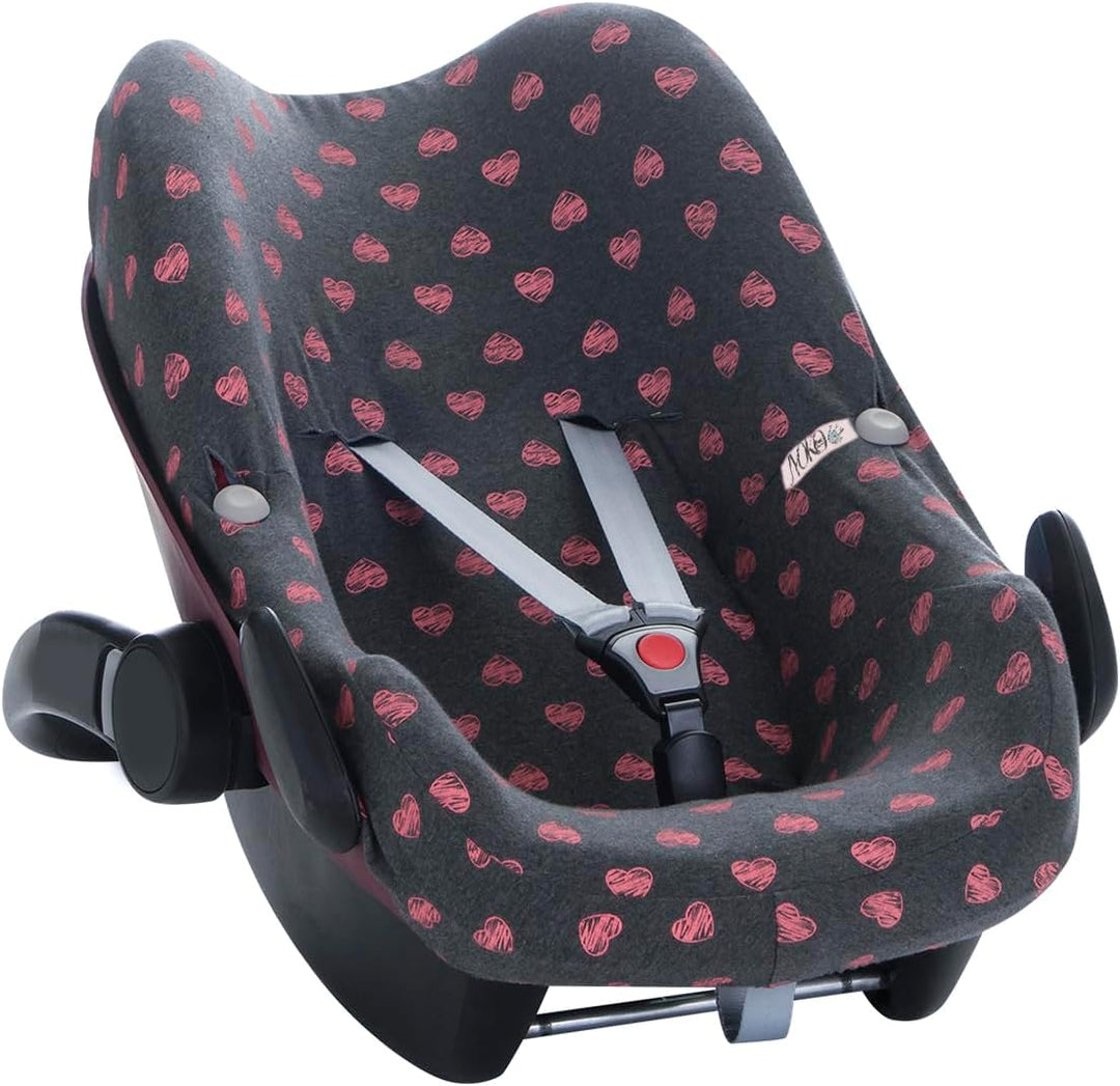 JYOKO KIDS Baumwollbezug für Autositz kompatibel mit Pebble Maxi Cosi, Bebe Confort (Fluor Heart), F