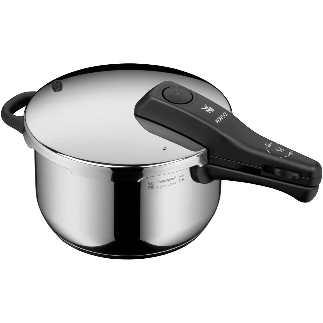 WMF Perfect Schnellkochtopf Induktion 4,5l, Dampfkochtopf, grosses Kochsignal, 2 Kochstufen, abnehmb