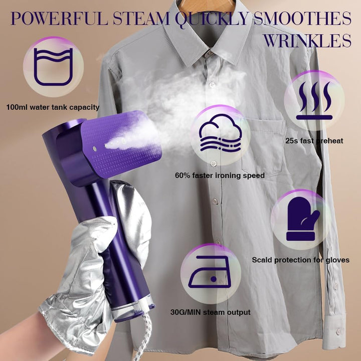 Steamer Dampfglätter, Steamer 2-in-1 Hand Bügeleisen, 15s schnelles Aufheizen, 4 Bügelmodi 1200W Rei