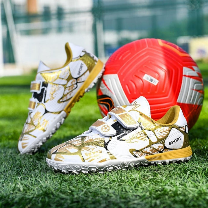 Agnueuty Fussballschuhe mit Stollen für Jungen Mädchen Athletics Football Schuhe Laceless Leichtathl