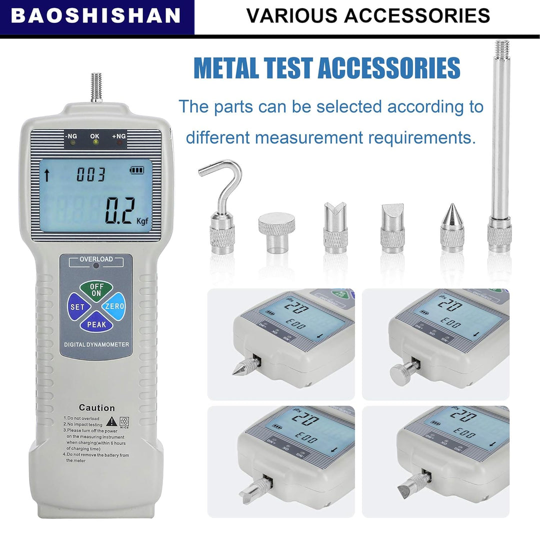 BAOSHISHAN Digitaler Kraftmesser Push-Pull-Messgerät-Tester mit USB-RS232-Schnittstelle LCD-Kraftmes