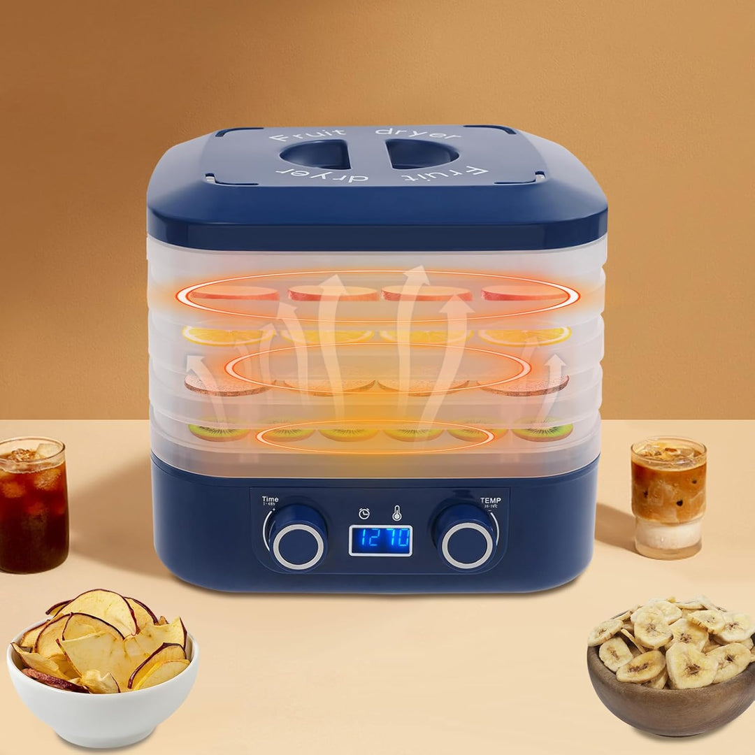 Dörrautomat 5 Etagen mit 360° Heissluftzirkulation, Temperatur 35-70°C einstellbar, LED-Display, Dör