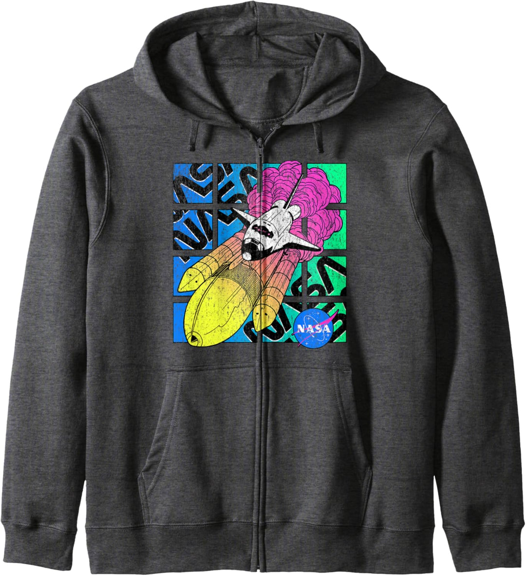 NASA Neon Retro Space Crafts Kapuzenjacke