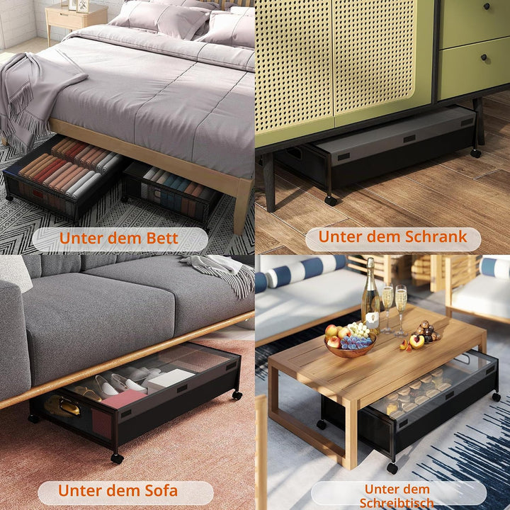 QUELIEN Unterbettkommode mit Rollen – Grosse rollende Unterbett-Aufbewahrungsbehälter und Schubladen