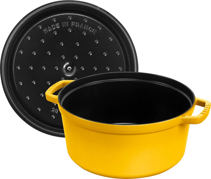 STAUB Cocotte, Gusseisen Bräter, Alle Herdarten inkl Induktion, Rund, 28 cm, 6,7 L, Zitronen-Gelb 28