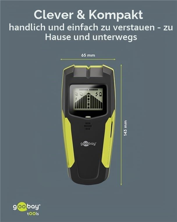 goobay Multidetektor für Holz, Metall &amp; Stromleitungen 3-in-1 Leitungssucher mit LCD-Display, Audio-