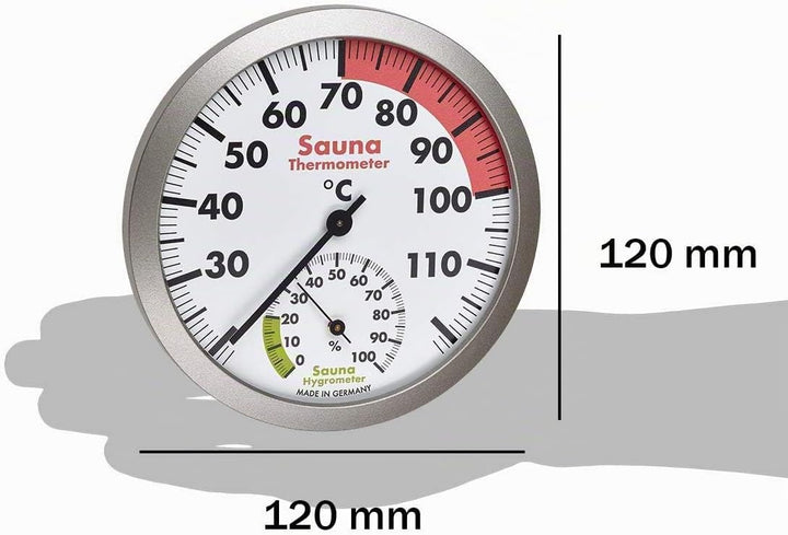 TFA Dostmann Analoges Sauna-Thermo-Hygrometer, hitzebeständige Materialien, Temperatur, Luftfeuchtig