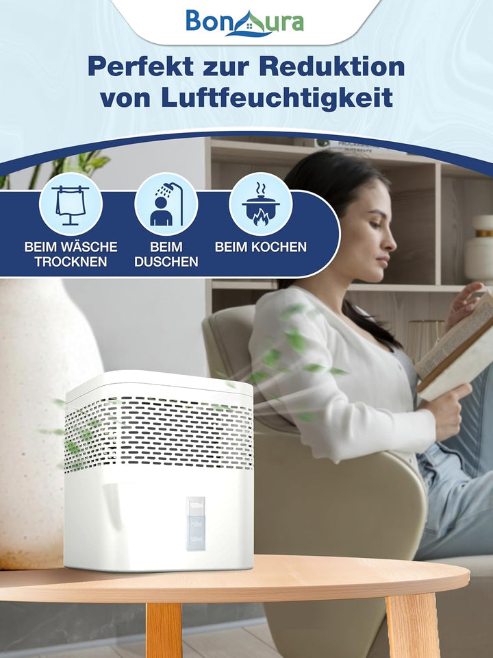 BonAura® Luftentfeuchter ohne Strom - Raumentfeuchter für Keller, Bad uvm. - 450g Luftenfeuchter Nac
