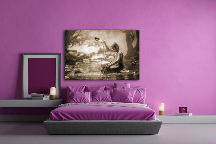 deyoli Buddhistischer Mönch Format: 80x60 Effekt: Sepia als Leinwandbild, Motiv fertig gerahmt auf E