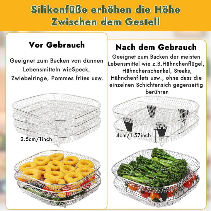 BYKITCHEN Zubehör für Airfryer Philips 2000 6,2L/COSORI Turboblaze 6L/Turbo Tower Pro 10,8L, 3er Set