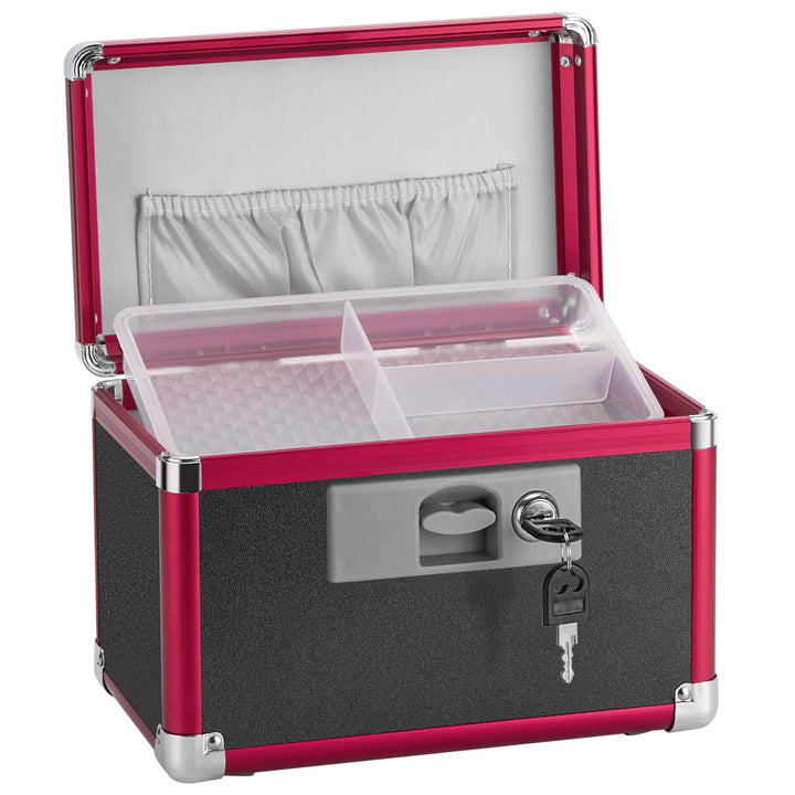Medikamenten Aufbewahrung, 25.4 x 15.2 x 17 cm Medikamentenbox mit Tragbarer Griff, Kindersichere Me