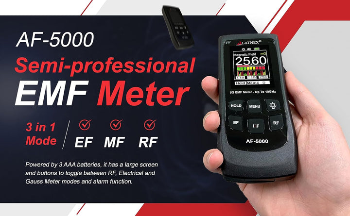 LATNEX AF-5000 5G EMF-Messgerät RF Detektor Tester und Leser mit Kalibrierungszertifikat – Testet un