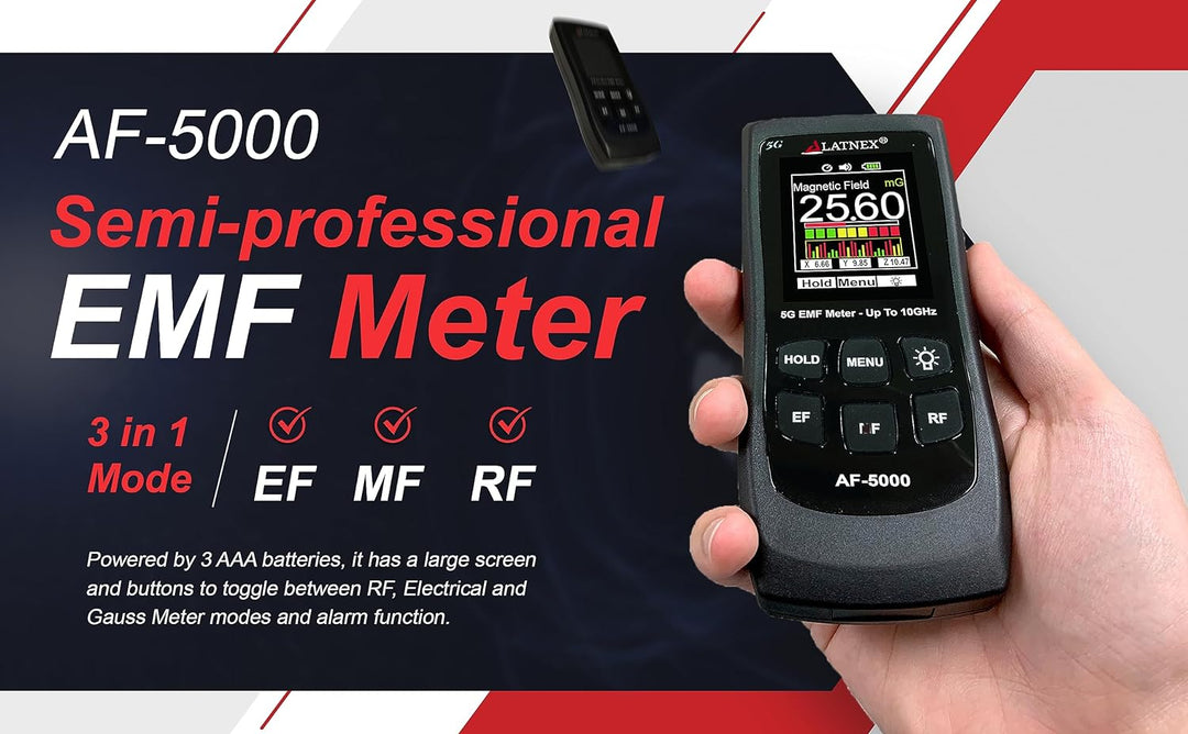LATNEX AF-5000 5G EMF-Messgerät RF Detektor Tester und Leser mit Kalibrierungszertifikat – Testet un