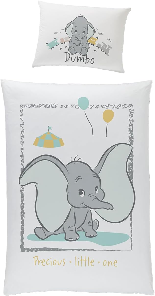 Carbotex Babybettwäsche Wendebettwäsche Disney Dumbo 100x135 cm + 40x60 cm 100% Baumwolle in Grün