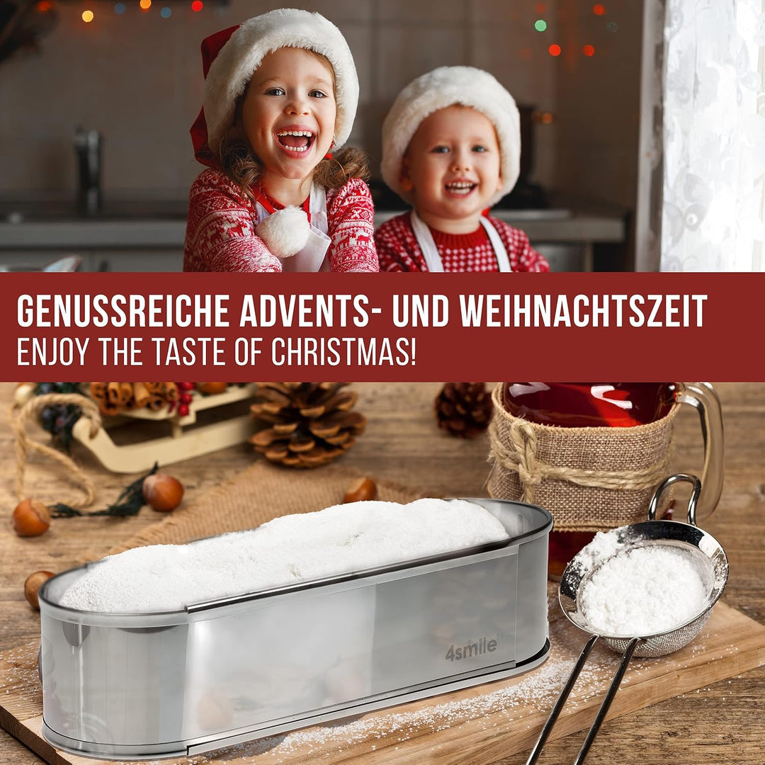 4smile Stollenbackform - Brotbackform oval aus Edelstahl – Stabile Kastenform verstellbar – Ideal al