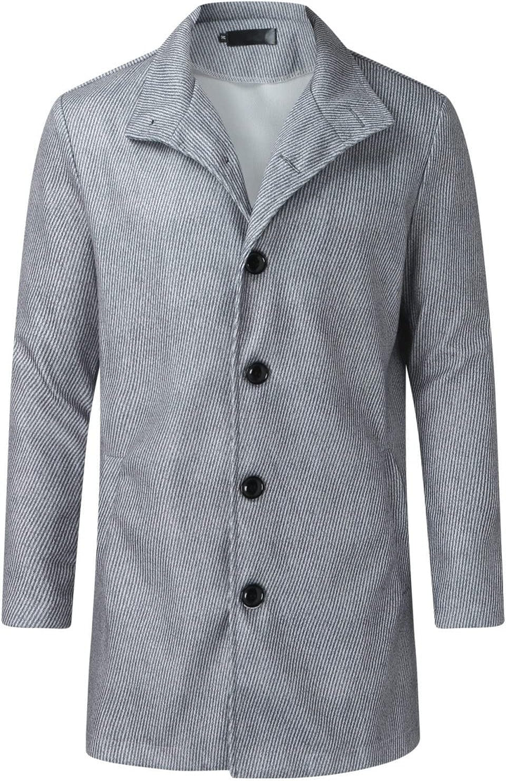 Celucke Mantel Herren Wintermantel Wolle Winter Kurzmantel Mittellang Wollmantel mit Stehkragen und