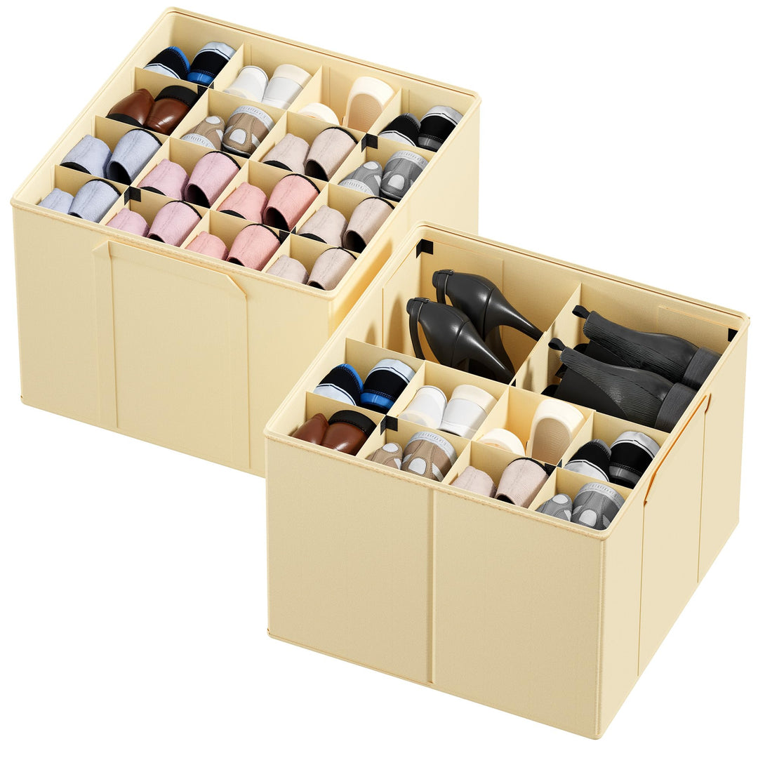 SpaceAid, Schuhorganizer für den Schrank, 2er-Pack faltbare Schuhaufbewahrungsboxen, Körbe mit verst
