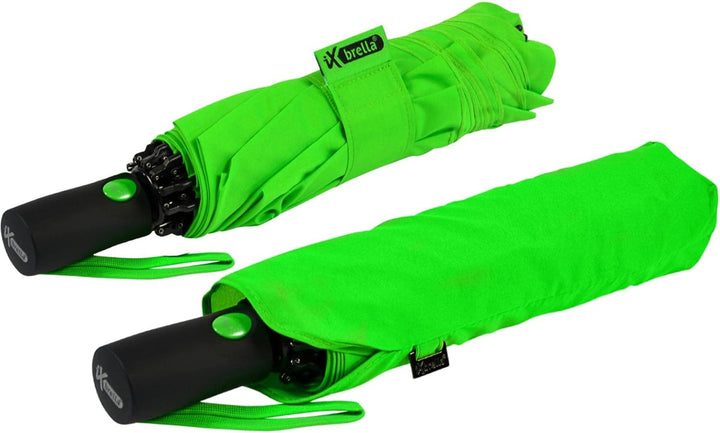 iX-brella Reverse umgekehrt öffnender Fiberglas-Taschenschirm mit farbigen Speichen - neon-grün, Neo