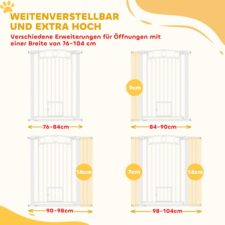 PawHut Türschutzgitter 106cm Treppenschutzgitter Türgitter ohne Bohren Treppengitter für Breiten 76-