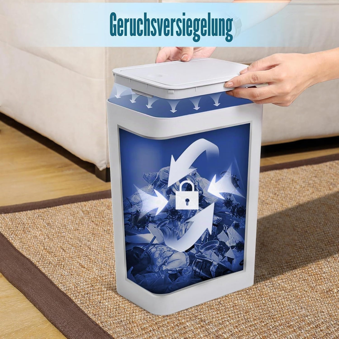 TIPGO Badezimmer-Mülleimer mit Deckel, 10 Liter, schlanker Mülleimer, kleiner Mülleimer, Abfallkorb