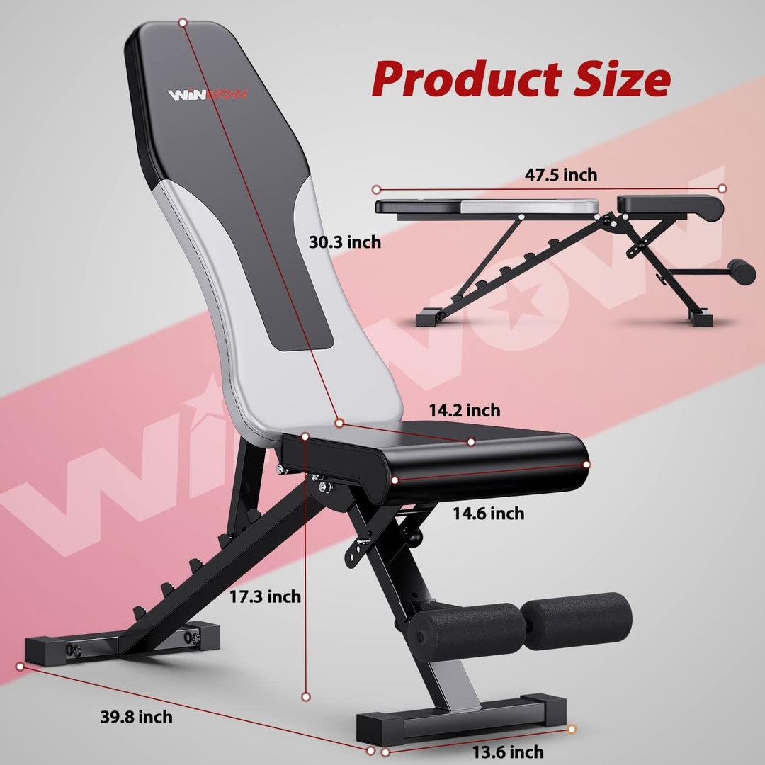 WINNOW Verstellbare Hantelbank Faltbare Workout Bank Heim Training Gym Fitness Flache Bank Presse fü