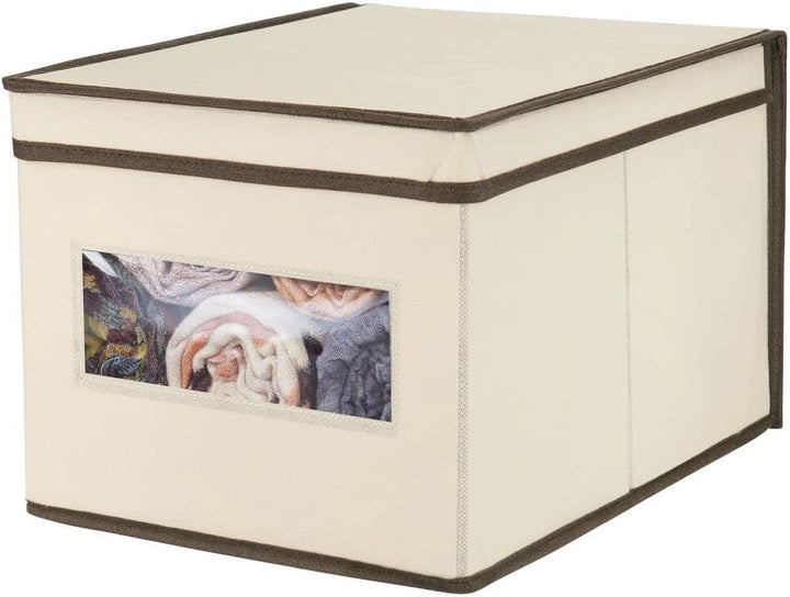 mDesign 6er-Set Stoffbox – praktische Aufbewahrungsbox mit Deckel und Sichtfenster für Schlaf-, Wohn