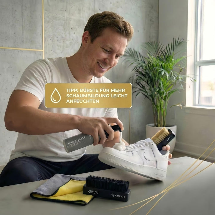 Schuhreinigungsset Profi – 150ml Reinigungsschaum, Schuhreiniger & Sneaker Cleaner Set mit 2 Bürsten