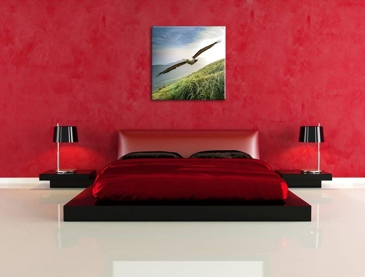 Pixxprint Majestätischer Weisskopfseeadler als Leinwandbild/Grösse: 70x70 cm/Wandbild/Kunstdruck/fer