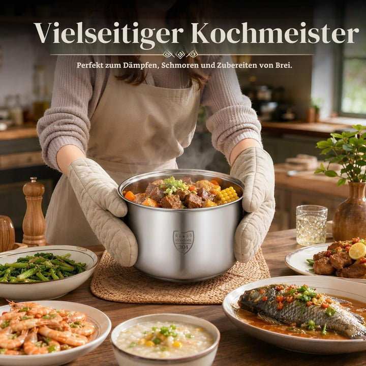 Amosfun Edelstahl Reiskocher Innentopf 2L Universal Ersatztopf FüR Elektrische Reiskocher Zum Kochen