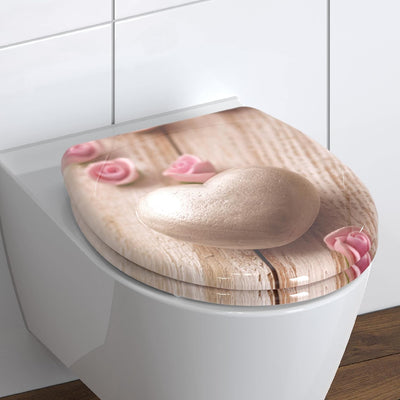 SCHÜTTE WC-Sitz Duroplast ROMANTIC, Toilettensitz mit Absenkautomatik und Schnellverschluss für die