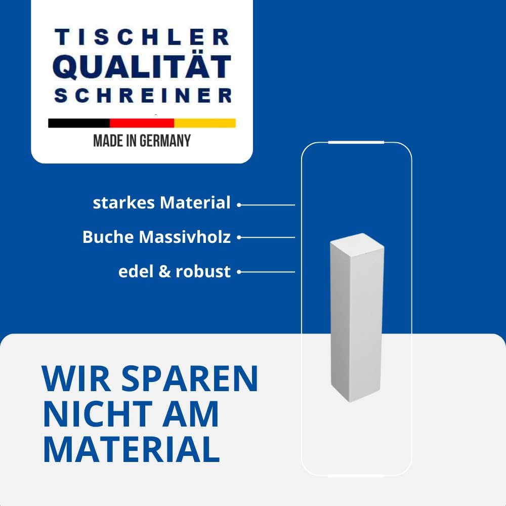 REESE | Universal Fussleisten Eckklotz Eckblock Ecke Eckturm | Buche WEISS | PREMIUM (mit Fase), 85