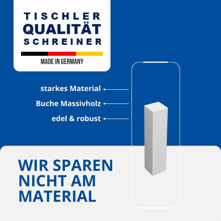 REESE | Universal Fussleisten Eckklotz Eckblock Ecke Eckturm | Buche WEISS | PREMIUM (mit Fase), 85