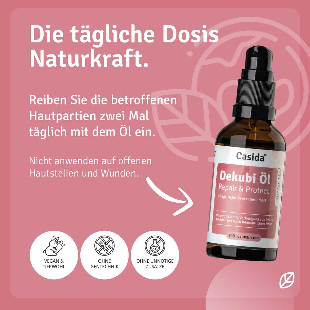 Casida Dekubi Öl Repair & Protect - Aromapflege mit 100% naturreinen Ölen für Dekubitusprophylaxe un