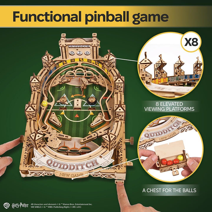Ugears Quidditch Pinball 3D Puzzle Holz - 3D Holzpuzzle Harry Potter Flipper Maschine Modellbausatz