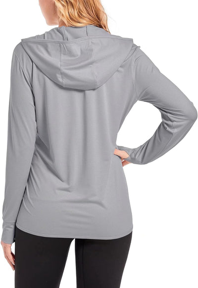 TACVASEN Damen UV Shirt Kapuze Jacke Langarm Laufshirt Schnelltrocknend Sportshirt Full Zip Sun Hood