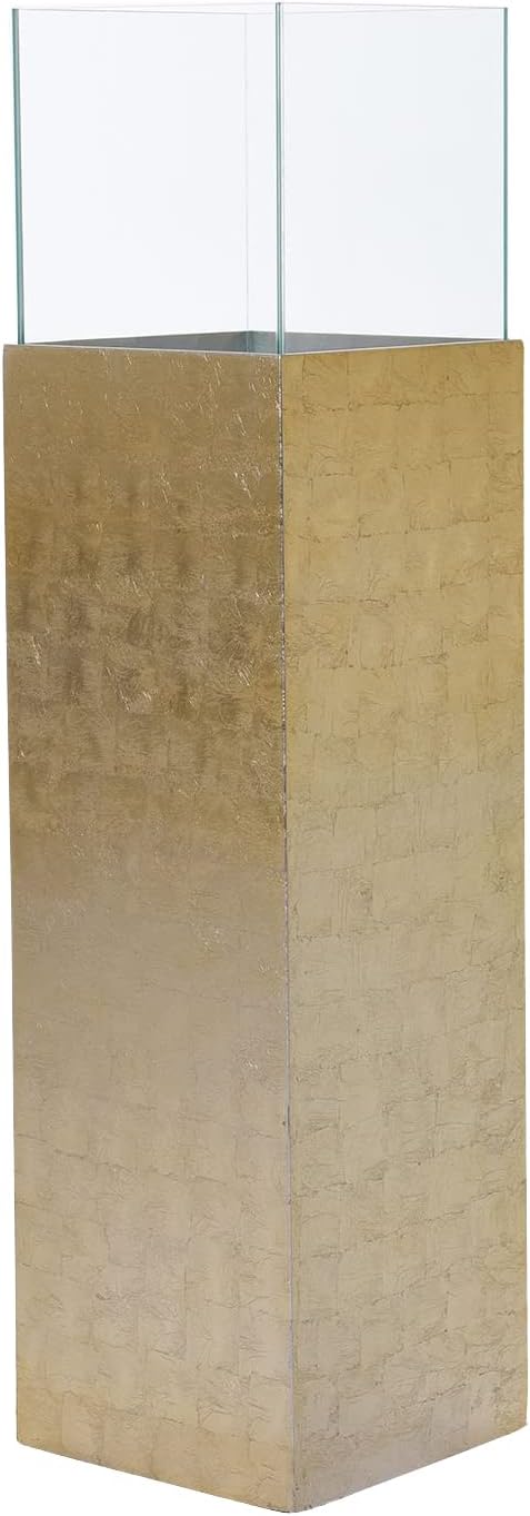 VIVANNO Windlicht-Säule Kerzenständer Deko-Laterne Candela Gold Hochglanz 100 cm hoch 25x25x100 cm G