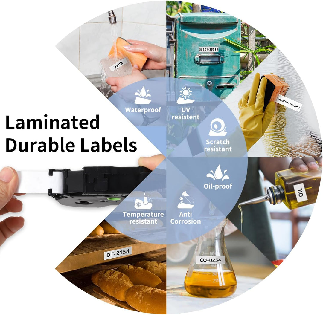 COLORWING Kompatibel für Brother P-Touch 18mm bänder TZe-241 TZ-241 0,7 White Laminated Tape Cassett