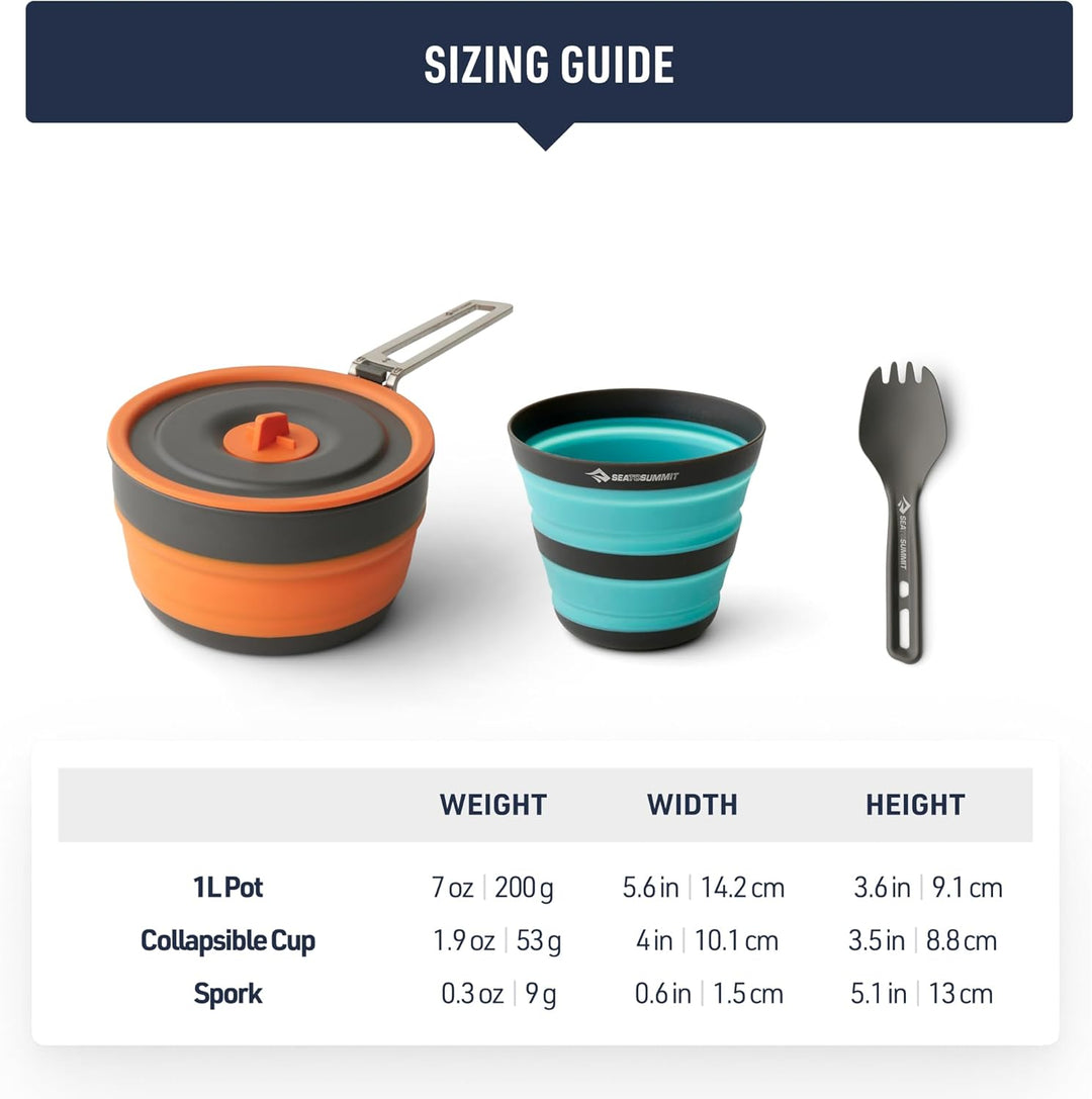 Sea to Summit - Frontier Ultralight Collapsible One Pot Cook Set - 1 Person, 3-teilig - 1 L Topf + B
