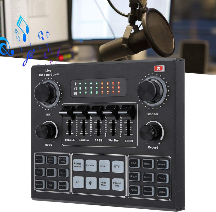 V9 Bluetooth Soundkarte, Stereo Audio Mixer, Externe Sound Mixer, Universal Broadcast Voice Changer,