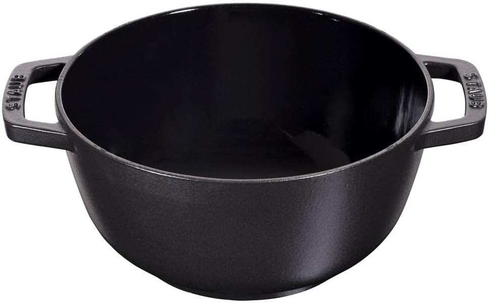 STAUB Fondue Set mit 4 Gabeln, Geeignet für Käse- Schoko- und Fleisch-Fondue, Gusseisen, 16 cm, Schw