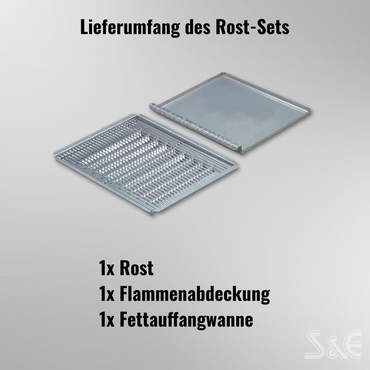 Rost-Set für 3-flammigen Gastrobräter mit Flammenabdeckung, Edelstahl | Für 3-flammige Gastrobräter,