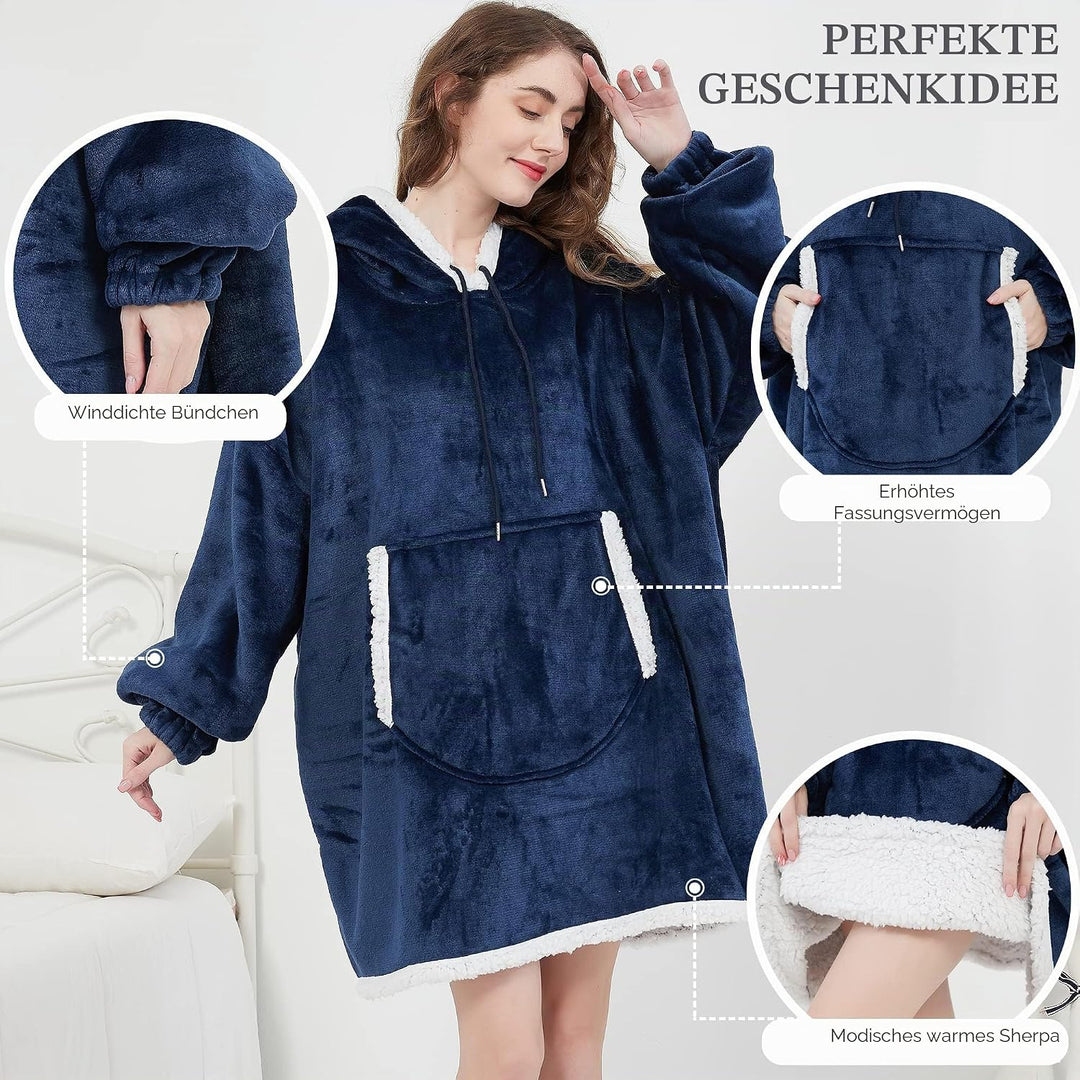 Viviland Pullover Damen & Herren Hoodie Sweatshirt, grosser und Warmer Hausanzug für Erwachsene Navy