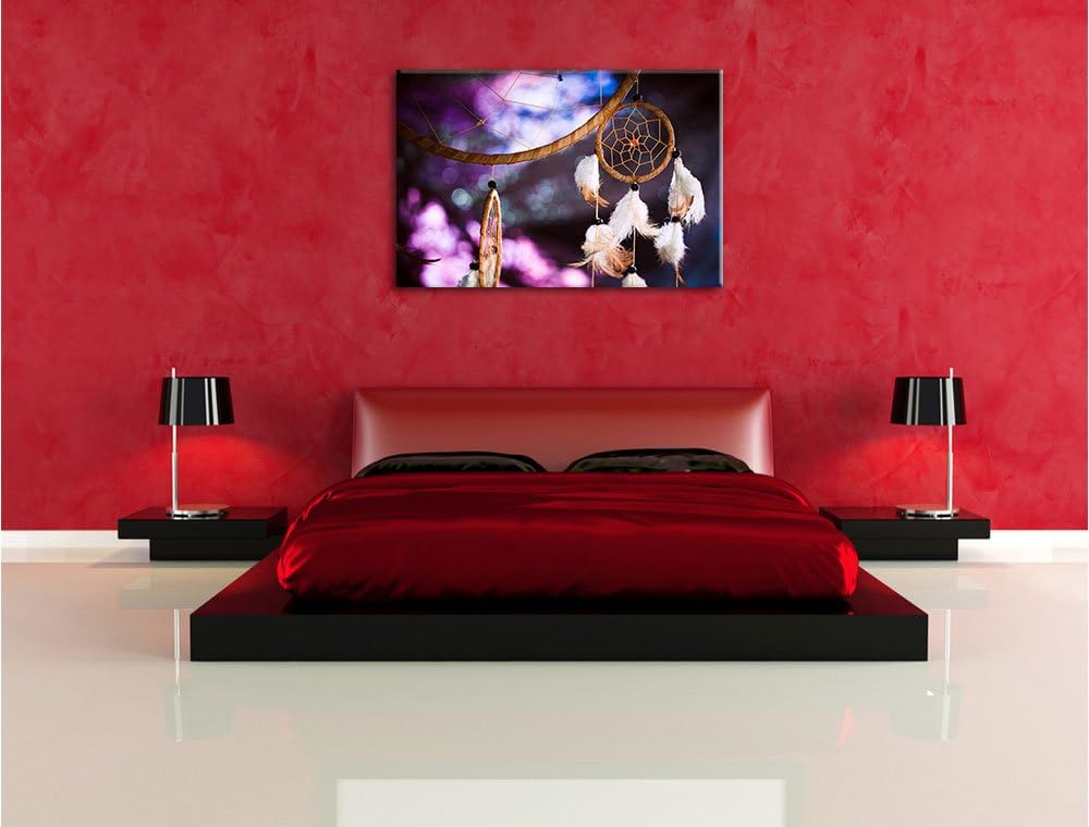 Pixxprint Traumfänger mit lilanem Hintergrund, Format: 100x70 auf Leinwand, 100x70