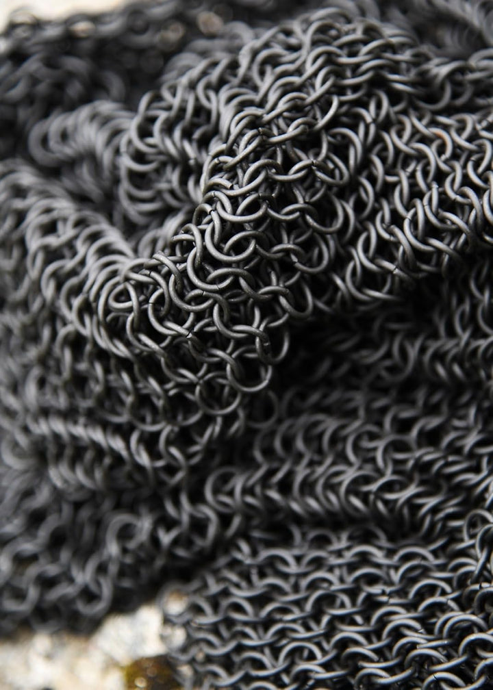 Kettenhaube mit quadratischem Mundschutz, ID8mm, brüniert - Mittelalter, LARP, Wikinger