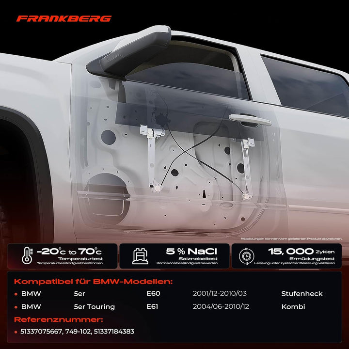 Frankberg Fensterheber Vorne Links Kompatibel mit 5er E60 5er Touring E61 Alle Motoren Limousine Kom