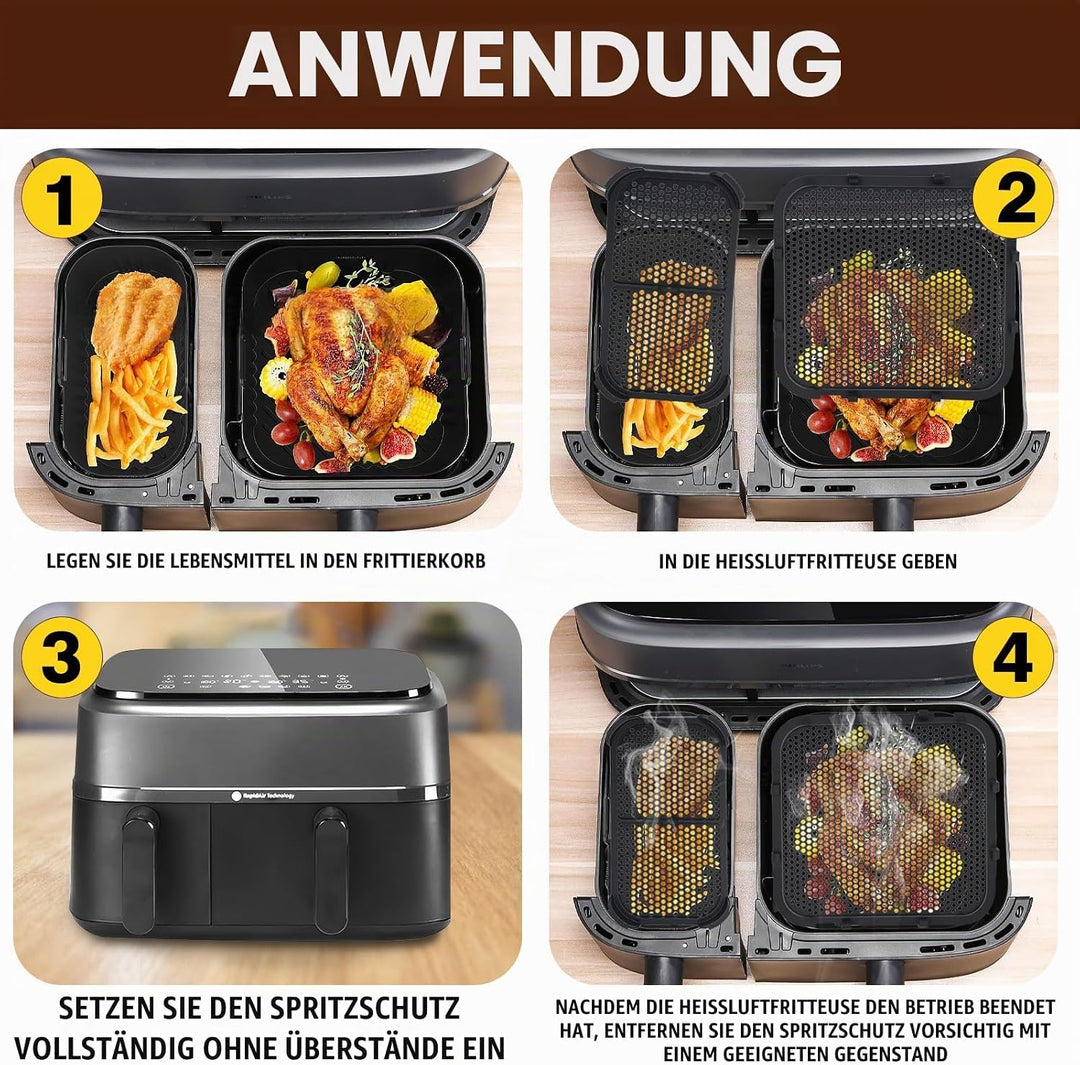 2 Stück Silikon Spritzschutz für Airfryer,Spritzschutz Kompatibel mit Philips Airfryer N350,Heissluf