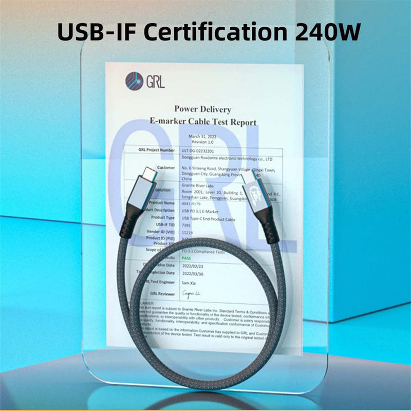 NFHK USB-IF-Zertifizierung, 240 W, USB4-Kabel, 40 Gbit/s, kompatibel mit 100 W Aufladen und 8K bei 6