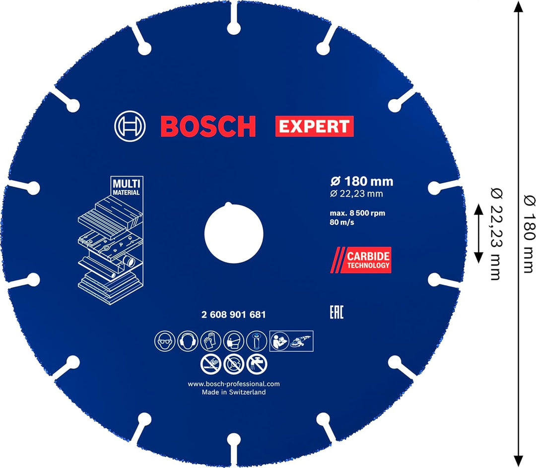 Bosch Professional 1x Expert Carbide Multi Wheel Trennscheibe (für Hartholz, Ø 180 mm, Zubehör Winke