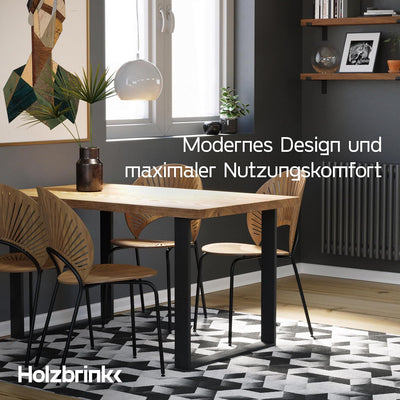 HOLZBRINK Tischbeine für Couchtisch Sitzbank, Möbelfüsse aus Vierkantprofil 80x20 mm, Tischgestell 6