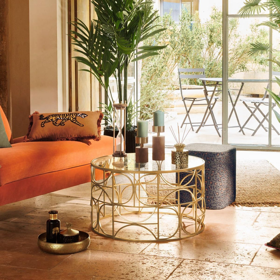 Couchtisch Suite - Platte aus gehärtetem Glas - golden D. 71 cm - Golden - Atmosphera créateur d&